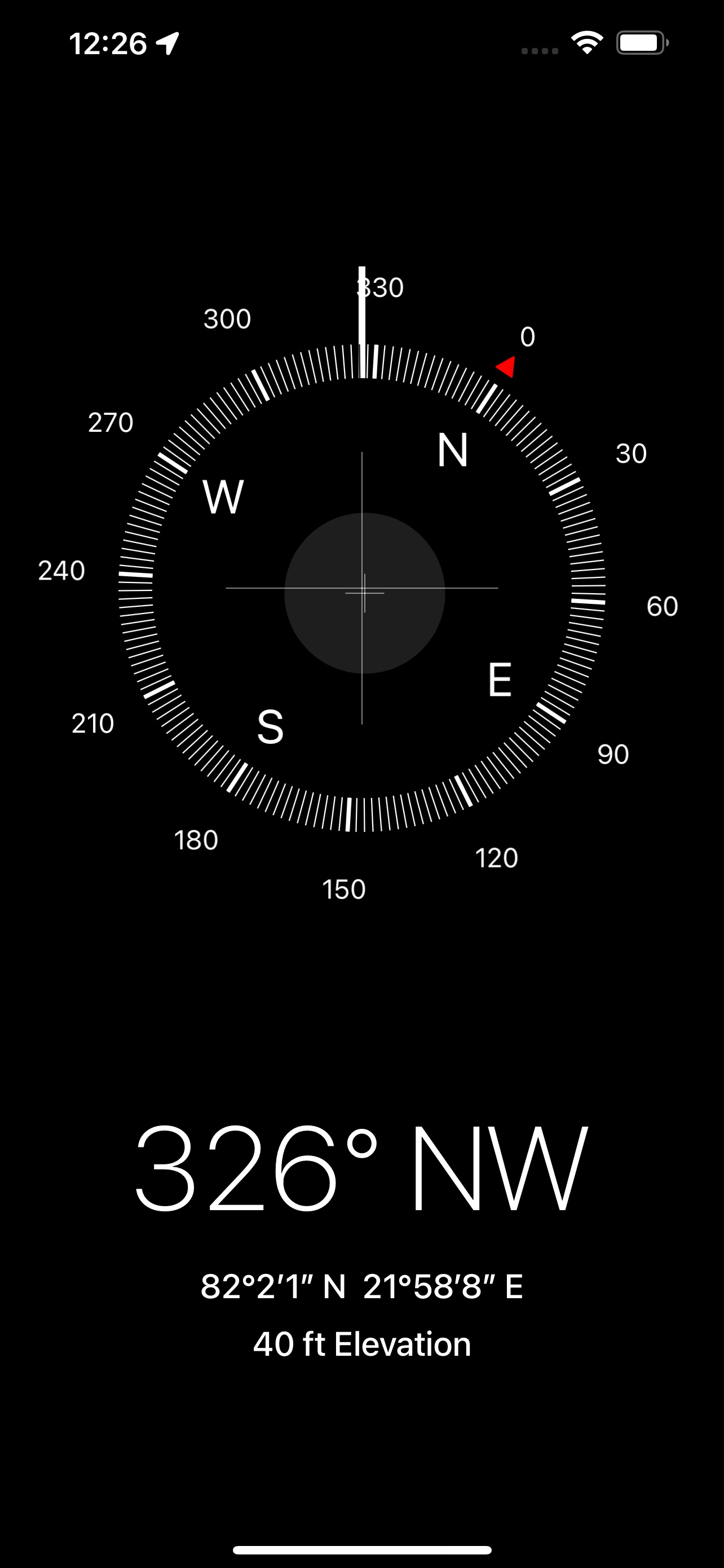 Compass screenshot reading 82 degrees north